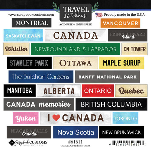 Scrapbook Customs - Cardstock Stickers - Canada Wordbits