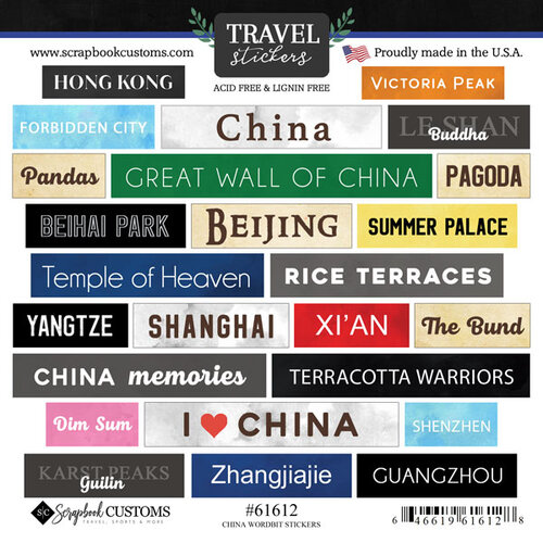 Scrapbook Customs - Cardstock Stickers - China Wordbits