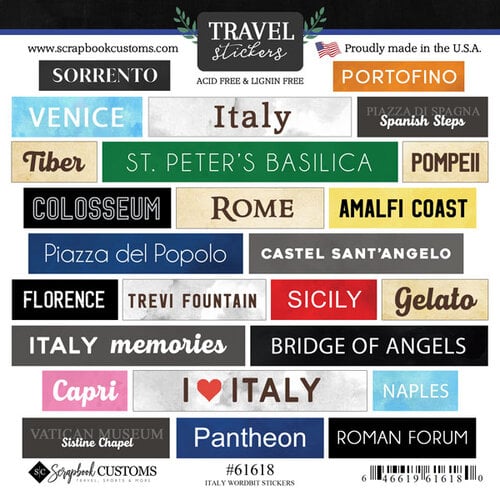 Scrapbook Customs - Cardstock Stickers - Italy Wordbits