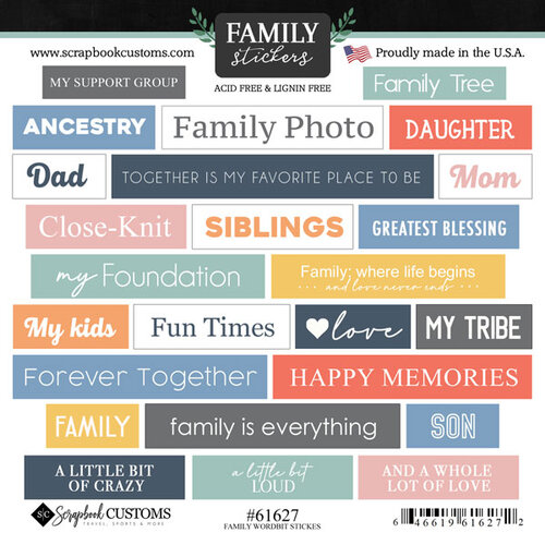Scrapbook Customs - Cardstock Stickers - Love This Family Wordbits