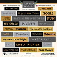 Scrapbook Customs - Cardstock Stickers - New Years Wordbits