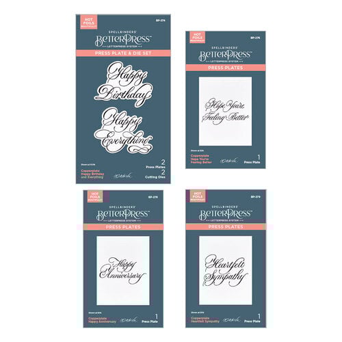 Spellbinders - Copperplate Happy Everything Sentiments Collection - BetterPress - Press Plates - Bundle