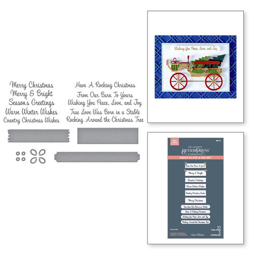 Spellbinders - Country Christmas Collection - Press Plates and Dies - Banner and Sentiments