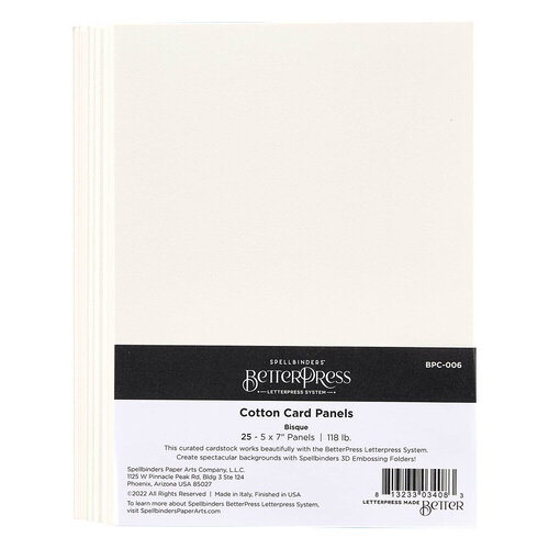 Spellbinders - BetterPress Collection - Cotton Card Panels - Bisque - A7
