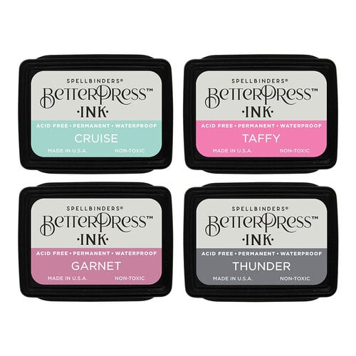 Spellbinders - BetterPress Collection - BetterPress Ink - Mini Ink Pads - Jet Set - 4 Pack