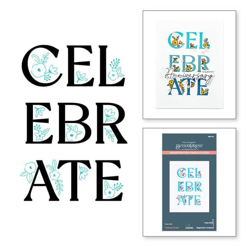 Spellbinders - BetterPress Collection - Press Plates - Let's Celebrate - Celebrate Flowers