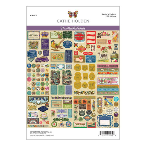 Spellbinders - Flea Market Finds Collection - Sticker Pad - Butler's Variety