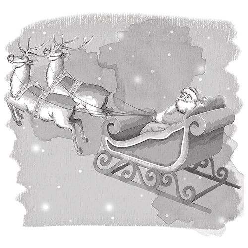 Spellbinders - Holiday Collection - Christmas - 3D Shading Cling Stamps - Santa Sleigh