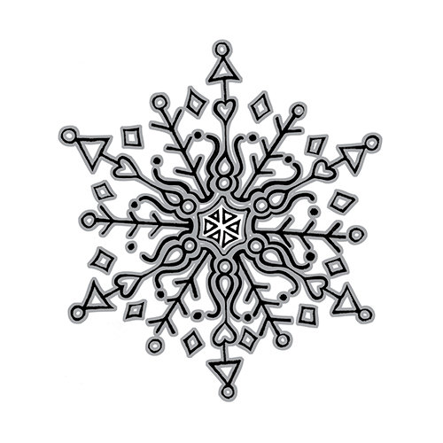Spellbinders - Tammy Tutterow Collection - Christmas - Clear Acrylic Stamps - Doodle Snowflake