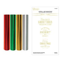 Spellbinders - Glimmer Hot Foil - Christmas Traditions Collection - Glimmer Plate and Foil Roll Variety Pack - Essential Christmas Greetings Bundle