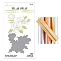 Spellbinders - Glimmer Hot Foil - Magnolia Blooms Glimmer Plates and Satin Metallics Foil Pack Bundle