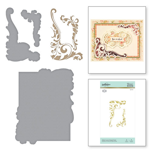 Spellbinders - The Gilded Age Collection - Glimmer Hot Foil - Glimmer Plate - Leaves Shaped Panel