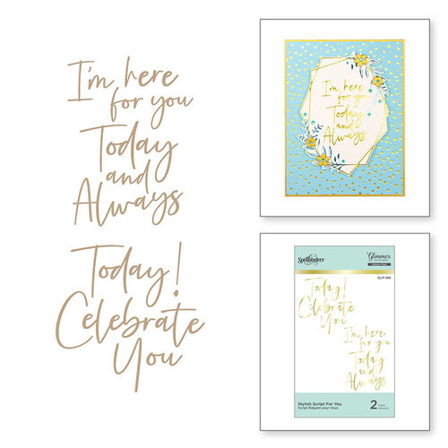 Spellbinders - Glimmer Hot Foil Collection - Stylish Script - Glimmer Plate - For You