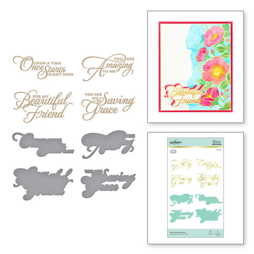 Spellbinders - Glimmer Hot Foil Collection - Glimmer Plate and Dies - Heart Melt Sentiments
