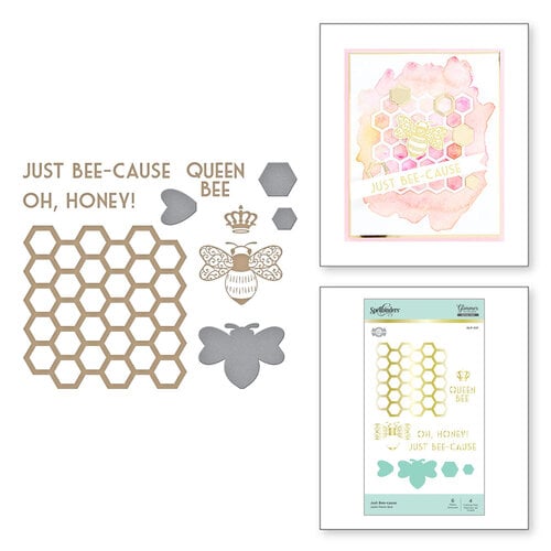 Spellbinders - Sweet Cardlets Collection - Glimmer Hot Foil - Glimmer Plate and Dies - Just Bee-cause