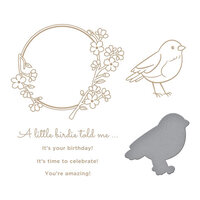 Spellbinders - Sweet Cardlets II Collection - Glimmer Hot Foil Plates - A Little Birdie Told Me