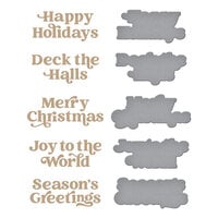 Spellbinders - Simon Hurley - Joyful Christmas Collection - Glimmer Hot Foil - Glimmer Plate and Dies - Christmas Sentiments