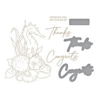 Spellbinders - Seahorse Kisses Collection - Glimmer Hot Foil Plates and Dies - Seahorse Floral