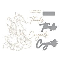 Spellbinders - Glimmer Hot Foil Collection - Plates and Dies - Seahorse Floral