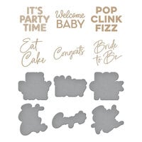 Spellbinders - Its My Party Collection - Glimmer Hot Foil Plates and Dies - Its My Party Sentiments
