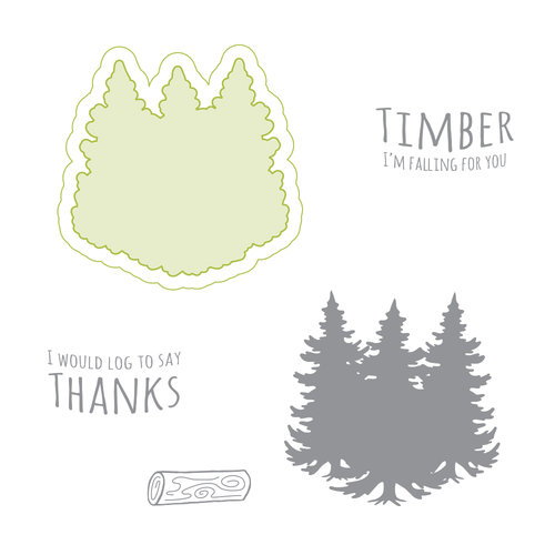 Spellbinders - Lumberjack Days Collection - Die and Clear Acrylic Stamp Set - Timber