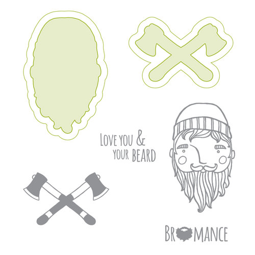 Spellbinders - Lumberjack Days Collection - Die and Clear Acrylic Stamp Set - Bromance