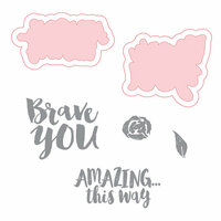 Spellbinders - Make Amazing Happen Collection - Die and Clear Acrylic Stamp Set - Brave You