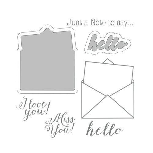 Spellbinders - Noteworthy Collection - Die and Clear Acrylic Stamp Set - Hello Note
