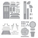 Spellbinders - Open House Collection - Etched Dies - Open House Door Base, Door Side Panel, Topiary, Sentiment Steps - Complete Bundle