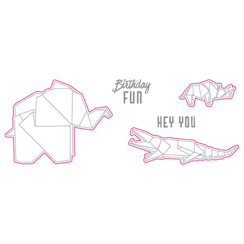 Spellbinders - Origami Love Collection - Die and Clear Acrylic Stamp Set - Hey You Folds