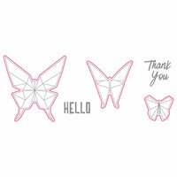 Spellbinders - Origami Love Collection - Die and Clear Acrylic Stamp Set - Hello Butterfly