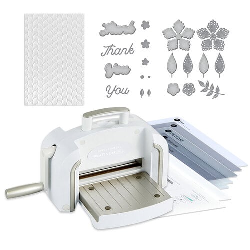Spellbinders - New and Improved - Platinum 6 Die Cutting Machine - Universal Plate System - Stitched Flower Bundle
