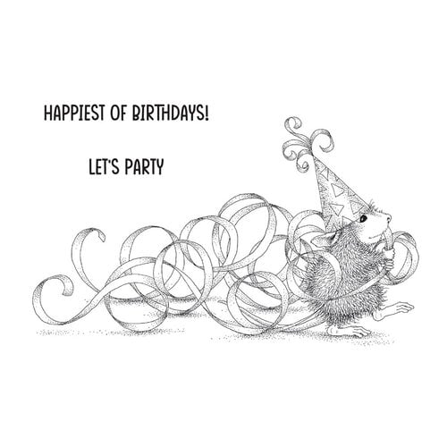 Spellbinders - House-Mouse Designs - Everyday Collection - Cling Mounted Rubber Stamps - Party Streamers