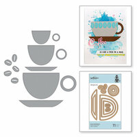 Spellbinders - Cuppa Coffee, Cuppa Tea Collection - D-Lites Die - Cup and Beans