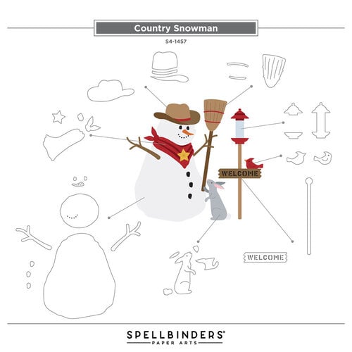 Spellbinders - Country Christmas Collection - Etched Dies - Country Snowman Spellbinders - Country Christmas Collection - Etched Dies - Country Snowman