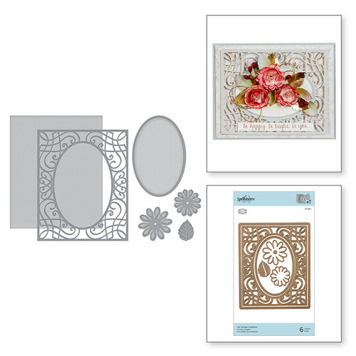 Spellbinders - Romancing the Swirl Collection - Card Creator - Die - A2 Corner Cotillion