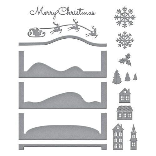 Spellbinders - Holiday Medley Collection - Christmas - Etched Dies - Silent Night Make A Scene