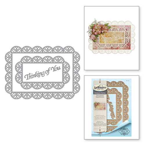 Spellbinders - Thoughtful Expressions Collection - Etched Dies - Thinking of You Scalloped Rectangle