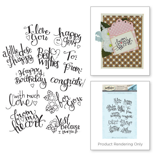 Spellbinders - Happy Grams 3 Collection - Cling Mounted Stamps - Tiny Sentiments