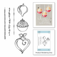 Spellbinders - Zenspired Holidays Collection - Christmas - Cling Rubber Stamps - Dangling Ornaments