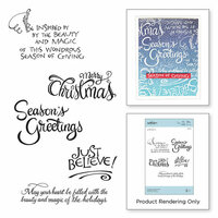Spellbinders - Zenspired Holidays Collection - Christmas - Cling Rubber Stamps - Christmas Sentiments
