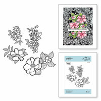 Spellbinders - Just Add Color Collection - Cling Mounted Rubber Stamps - Peonies Blossoms