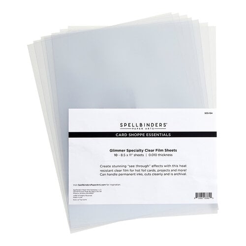 Spellbinders - Card Shoppe Collection - Glimmer Specialty Clear Film Sheets - 8.5 x 11 - 10 Pack