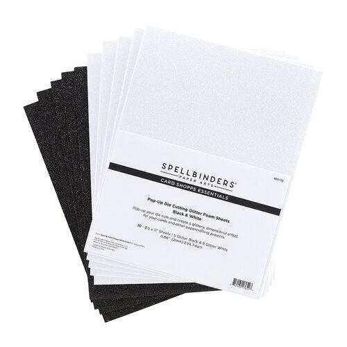 Spellbinders Black & White Glitter Foam Sheets 8.5X11 10/Pkg