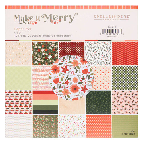 Spellbinders - Make It Merry Collection - 6 x 6 Paper Pad
