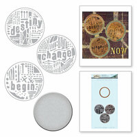 Spellbinders - The Altered Page Collection - Die and Cling Mounted Rubber Stamps - Word Circles 1