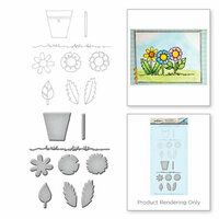 Spellbinders - Happy Grams 2 Collection - Die and Cling Mounted Rubber Stamps - Posie Parts