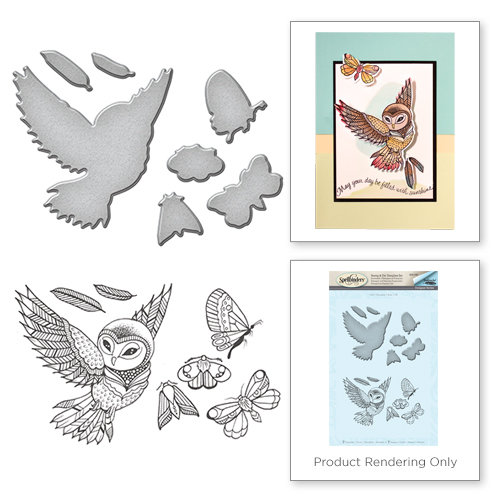 Spellbinders - Earth Air Water Collection - Die and Cling Mounted Rubber Stamps - Owl