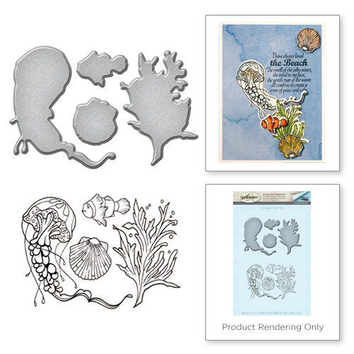 Spellbinders - Earth Air Water Collection - Die and Cling Mounted Rubber Stamps - Jelly