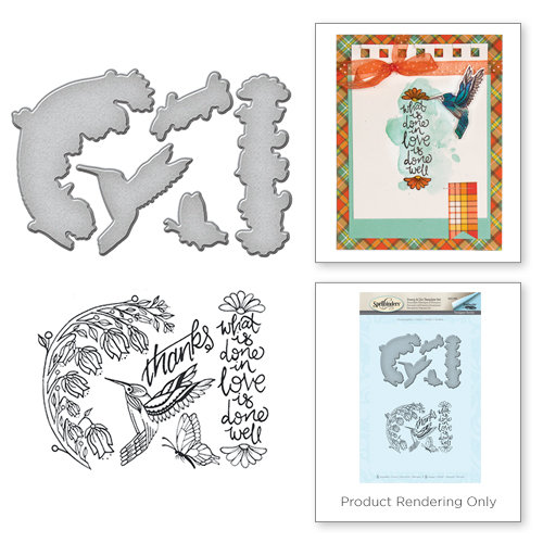 Spellbinders - Spring Love Collection - Die and Cling Mounted Rubber Stamps - Hummingbird